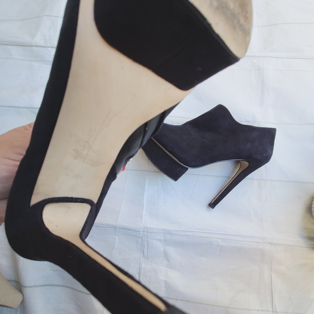 Zara Basic Black Suede Platform Stiletto Booties - image 3